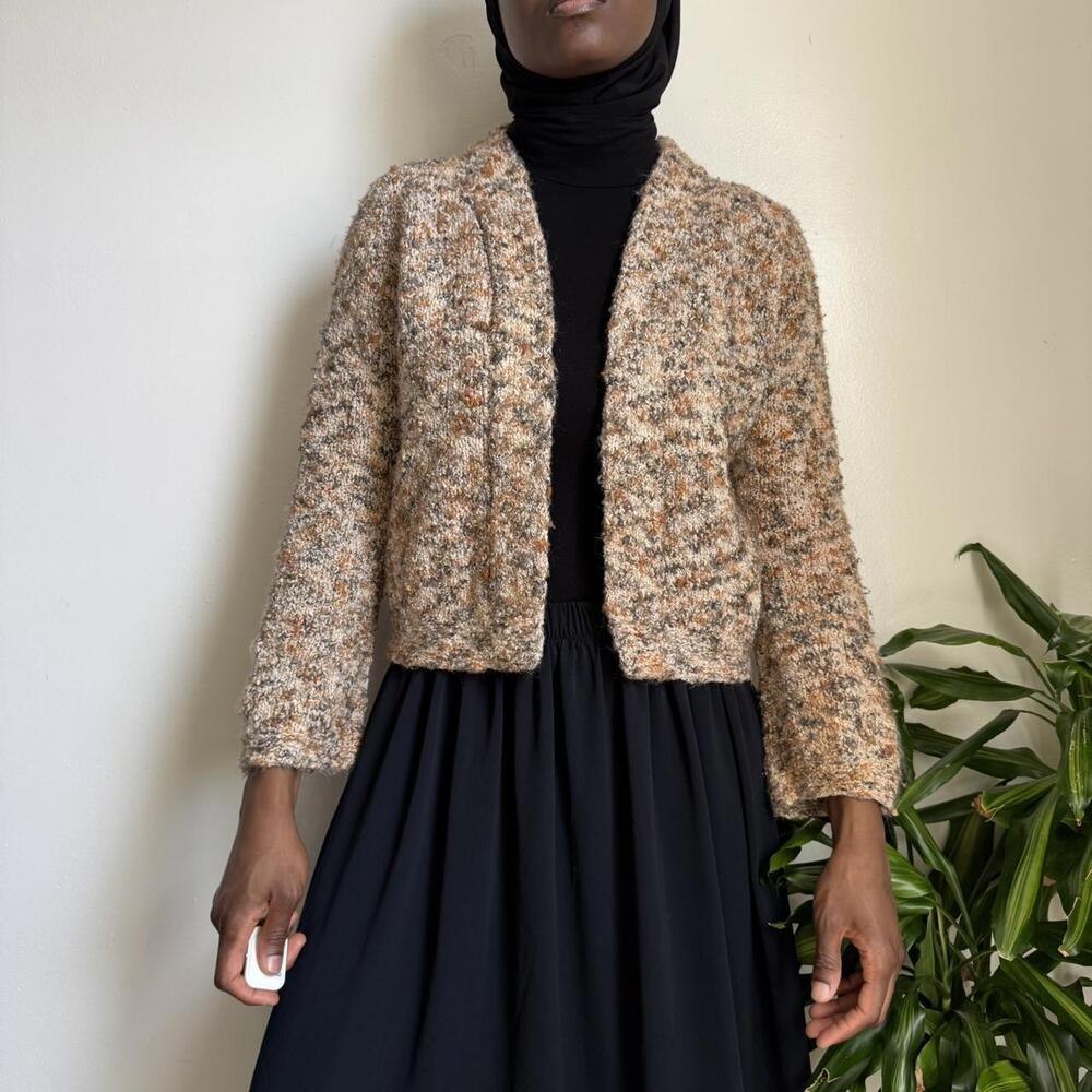 Vintage chunky knit boho hippie earthy cardigan size S